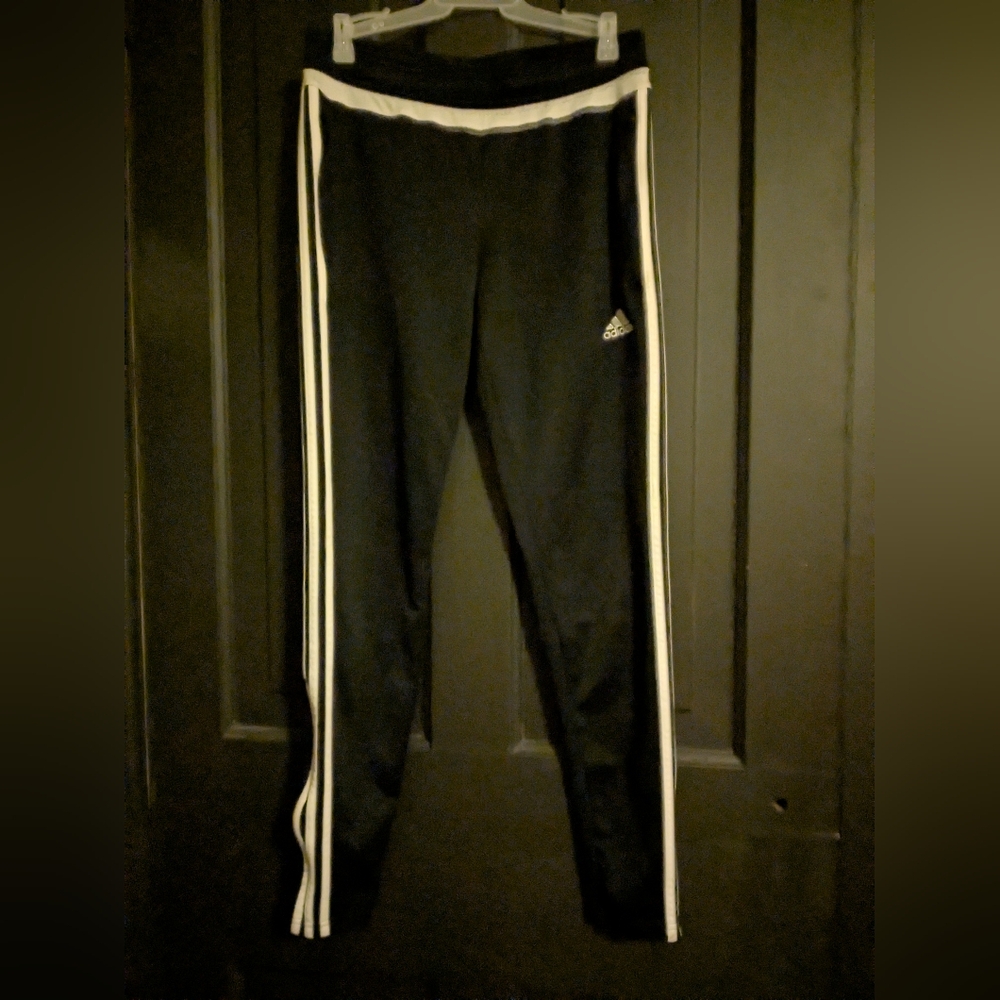 Adidas Kids Black Sport Pants with White Stripes